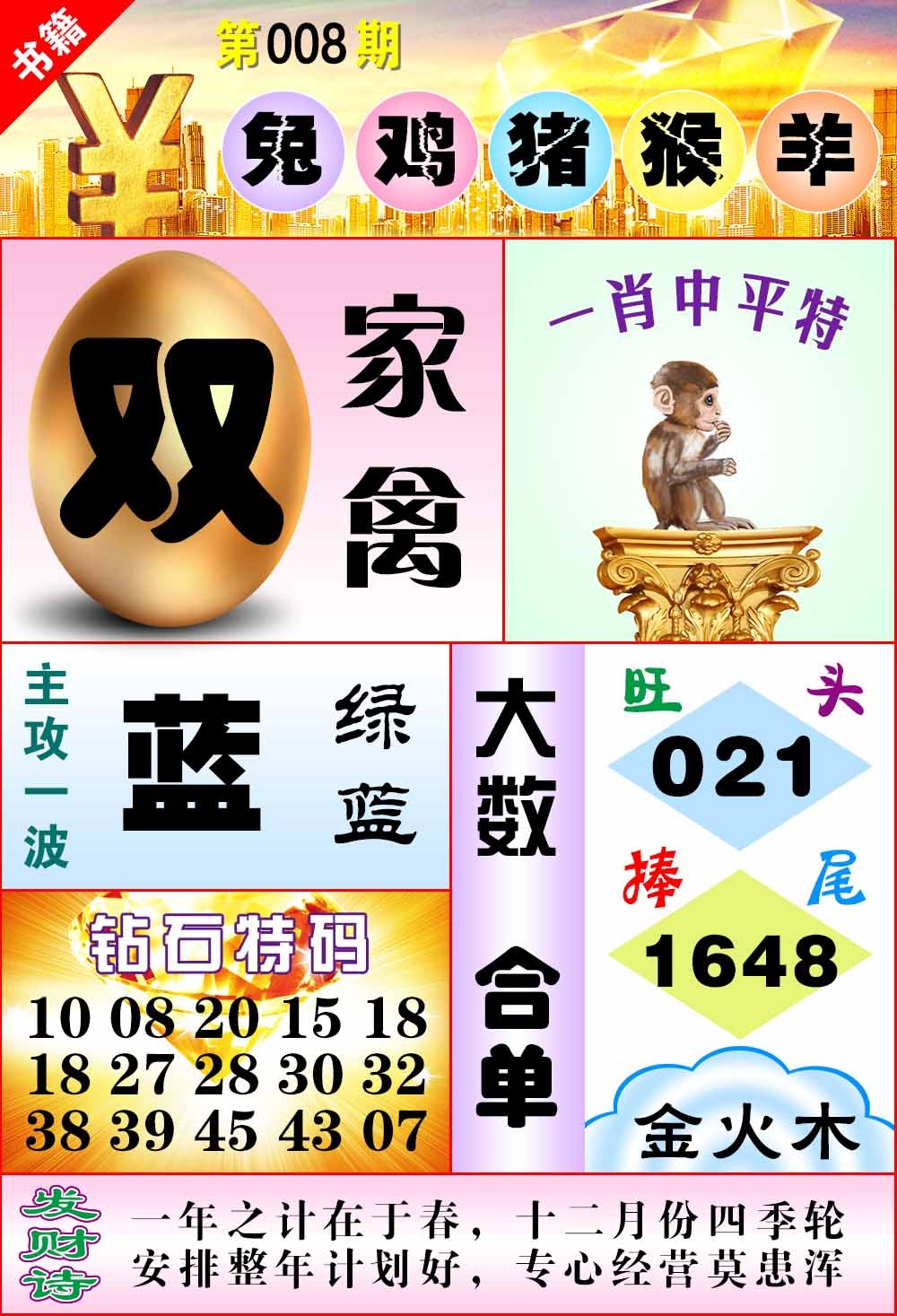 008期澳门金钱豹[图]