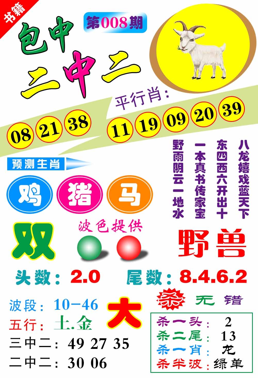 008期澳门预测生肖[图]