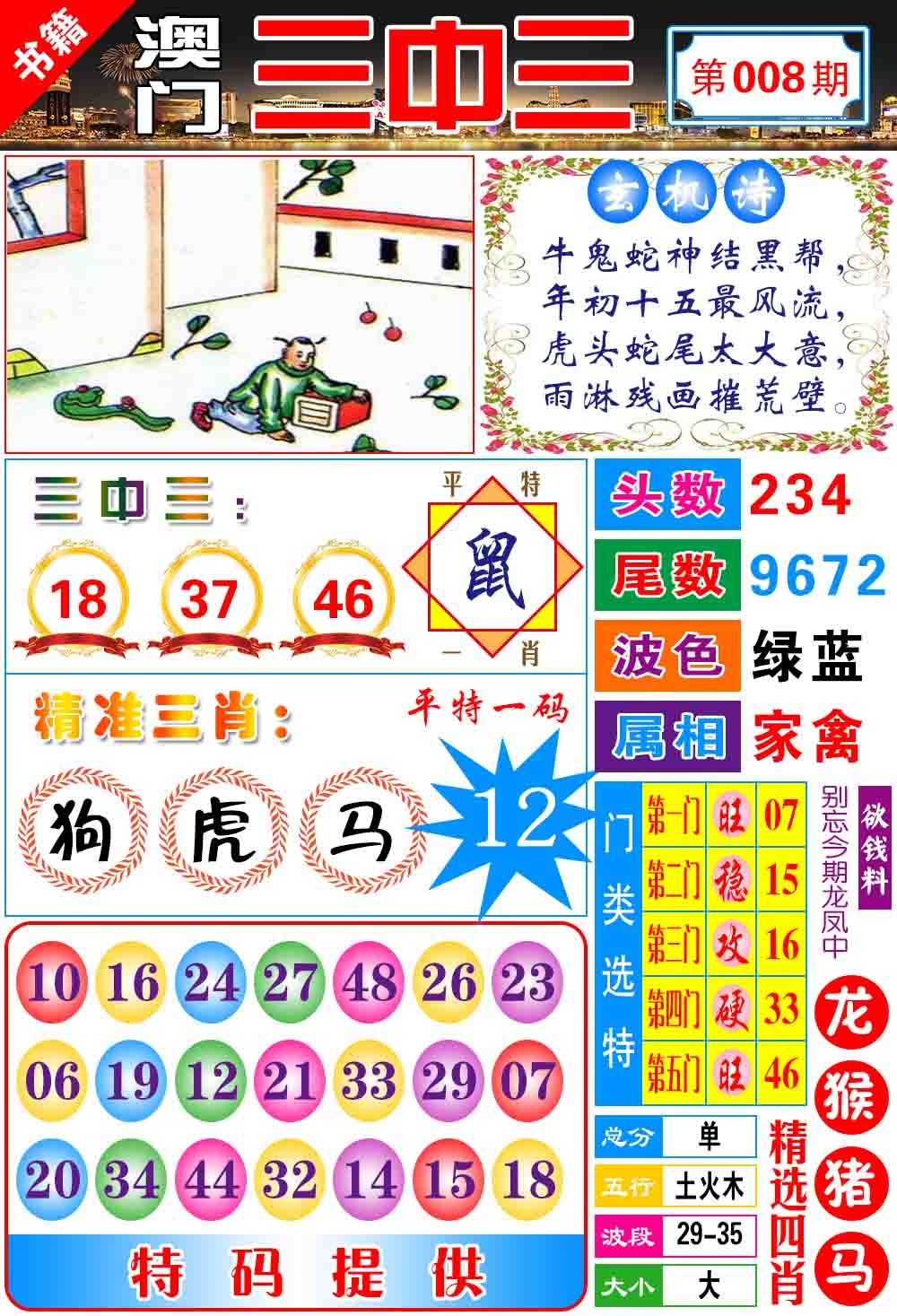 008期澳门宝典三中三[图]