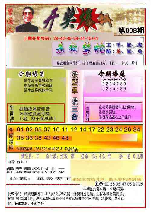 008期开奖爆料(新图推荐)[图]