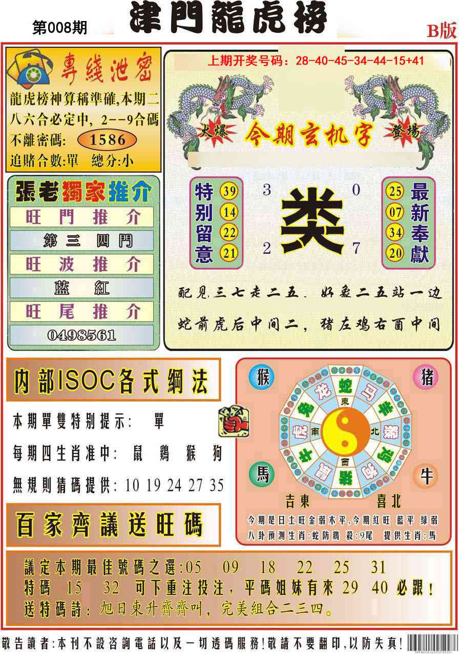 008期津门龙虎榜B[图]